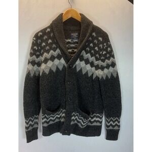 Abercrombie & Fitch‎ Fair isle Nordic print collar cardigan sweater wool Size S